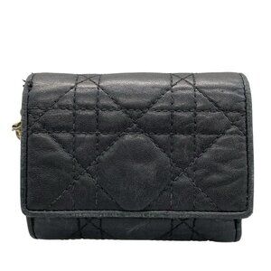 Auth DIOR/ChristianDior Lady Dior Lotus wallet S0181ONMJ_M900 Black Gold